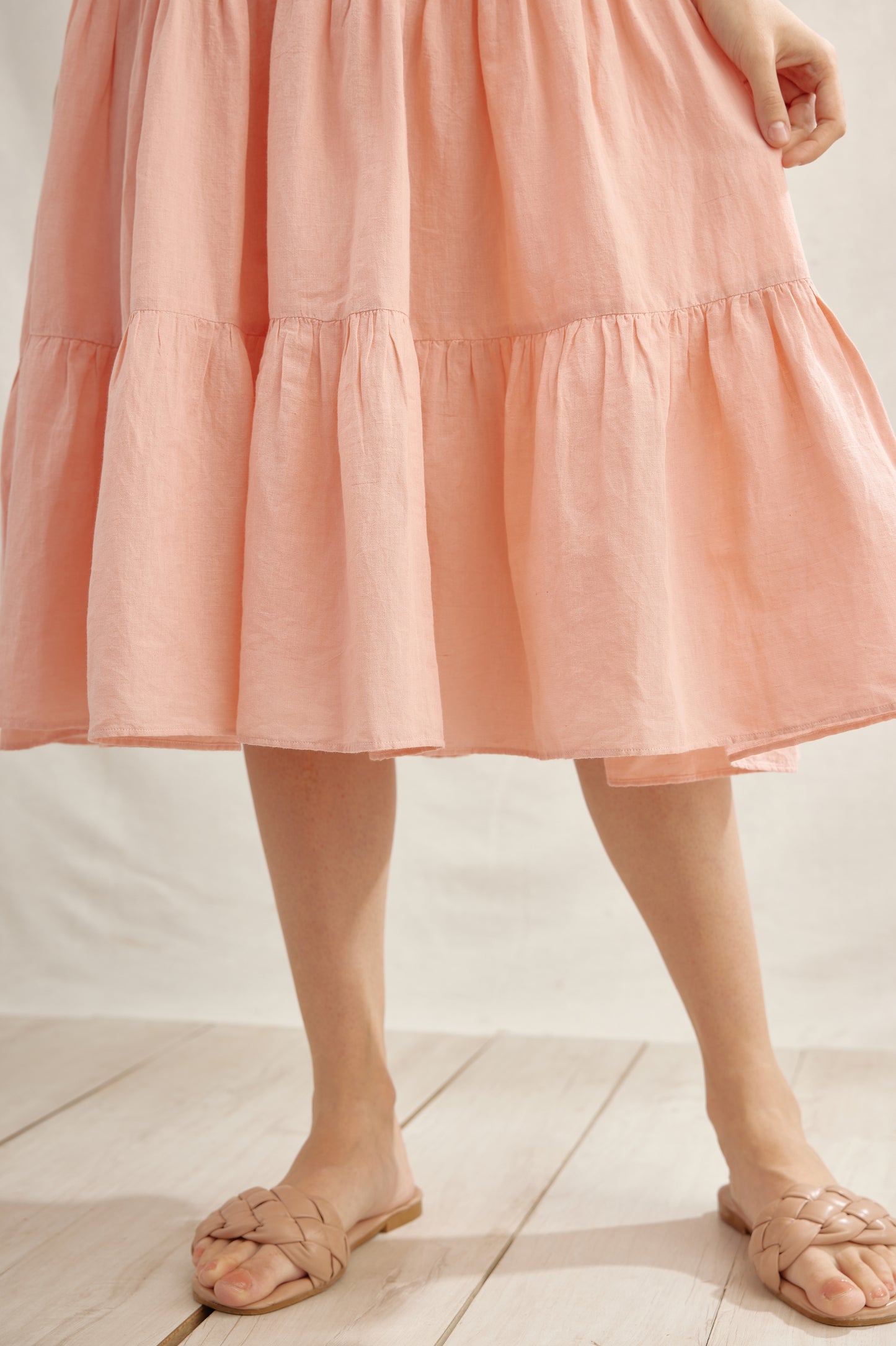 Ditsy Gathered Linen Dress