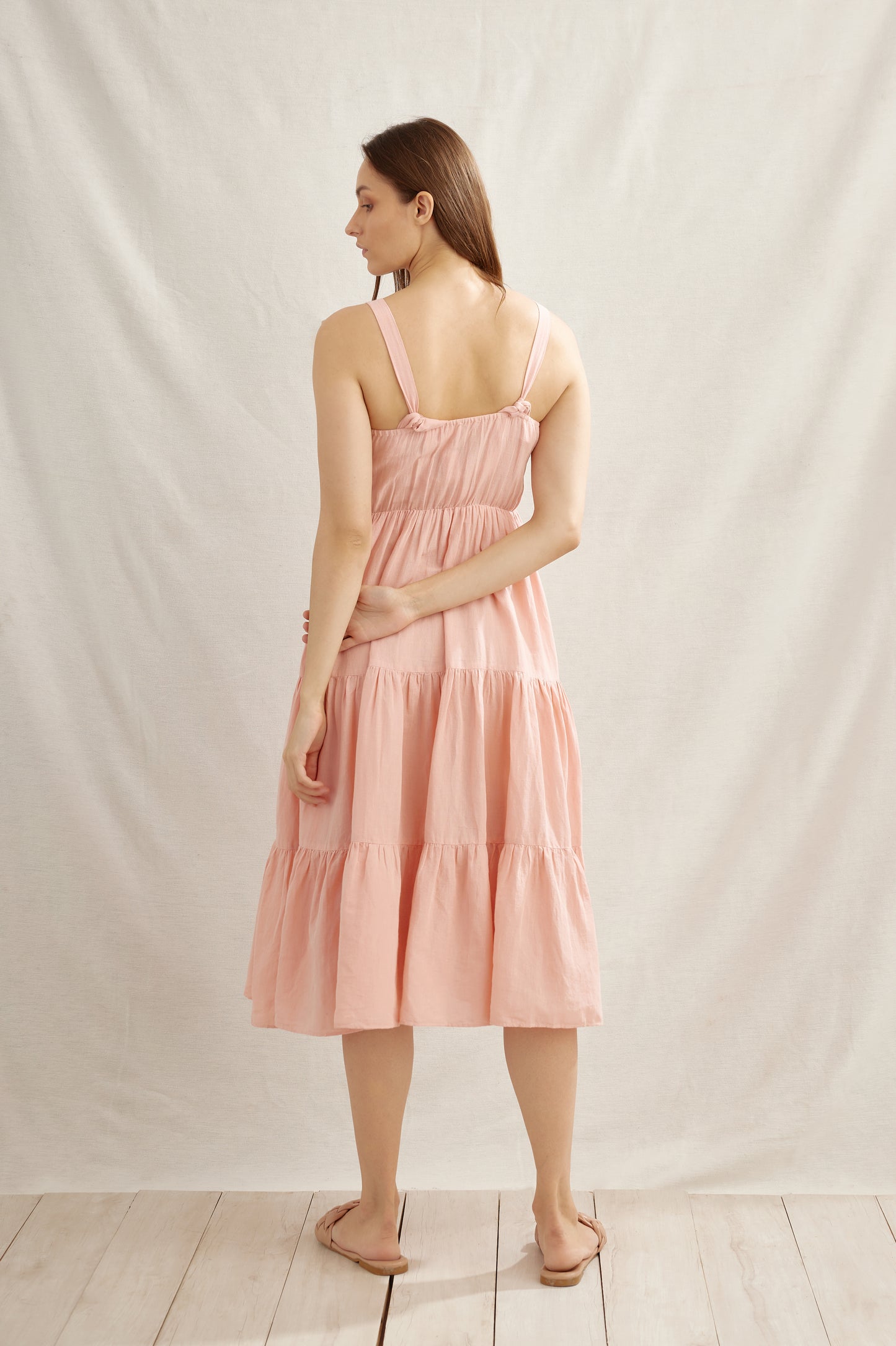 Ditsy Gathered Linen Dress