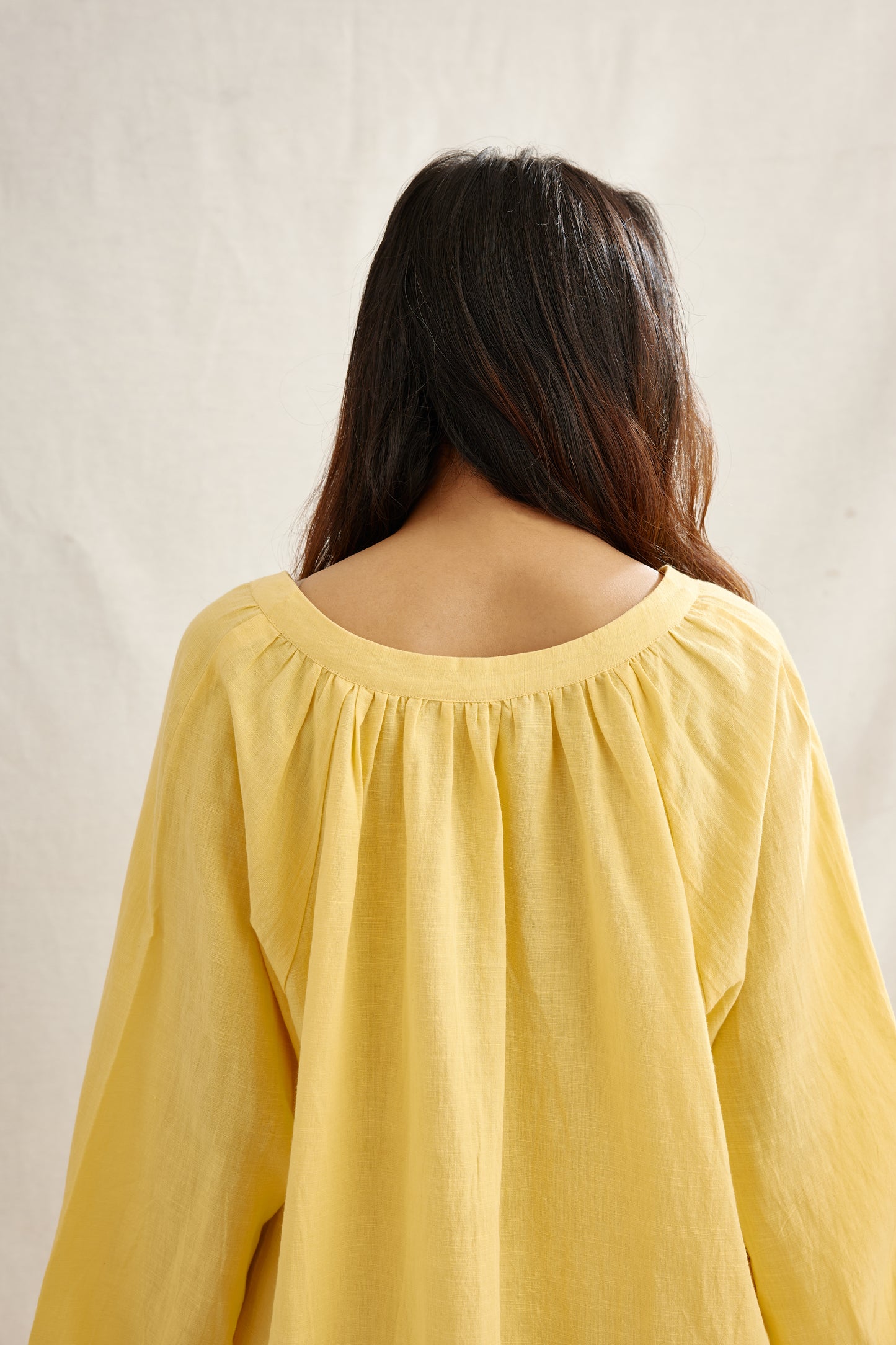 Moroccan Gathered Linen Tunic Dress