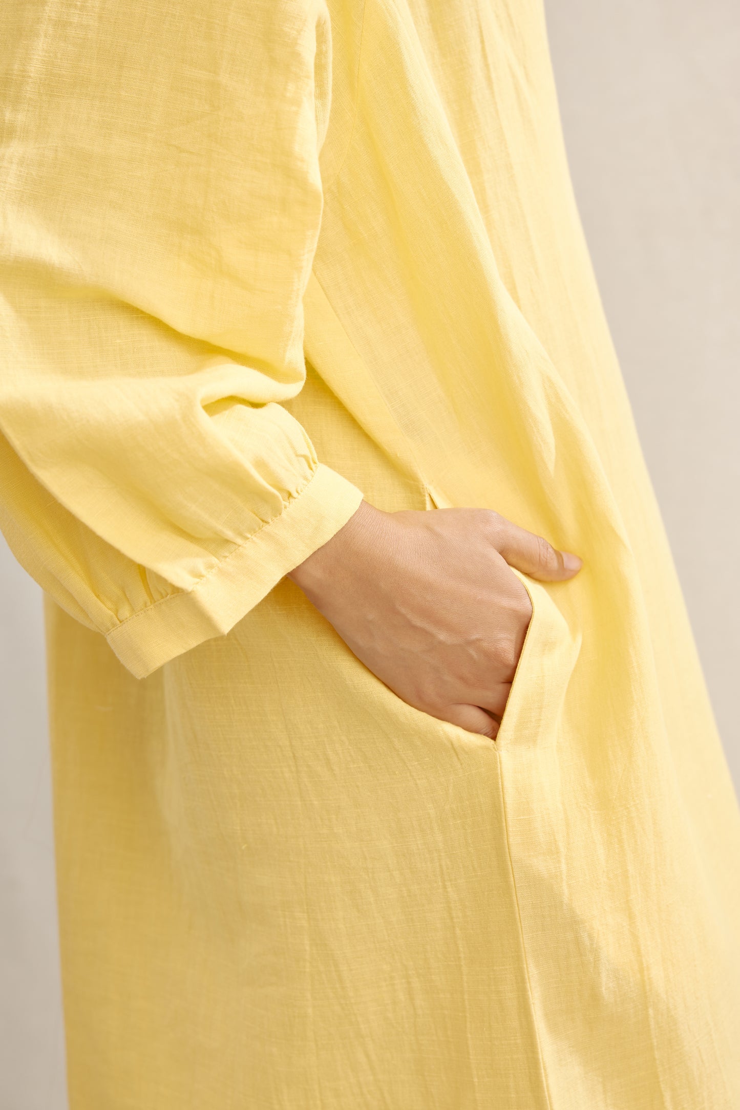 Moroccan Gathered Linen Tunic Dress