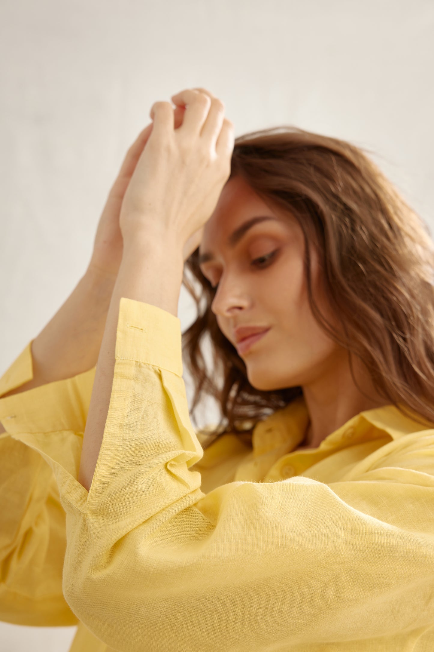 Light Linen Pleated Shirt Dress