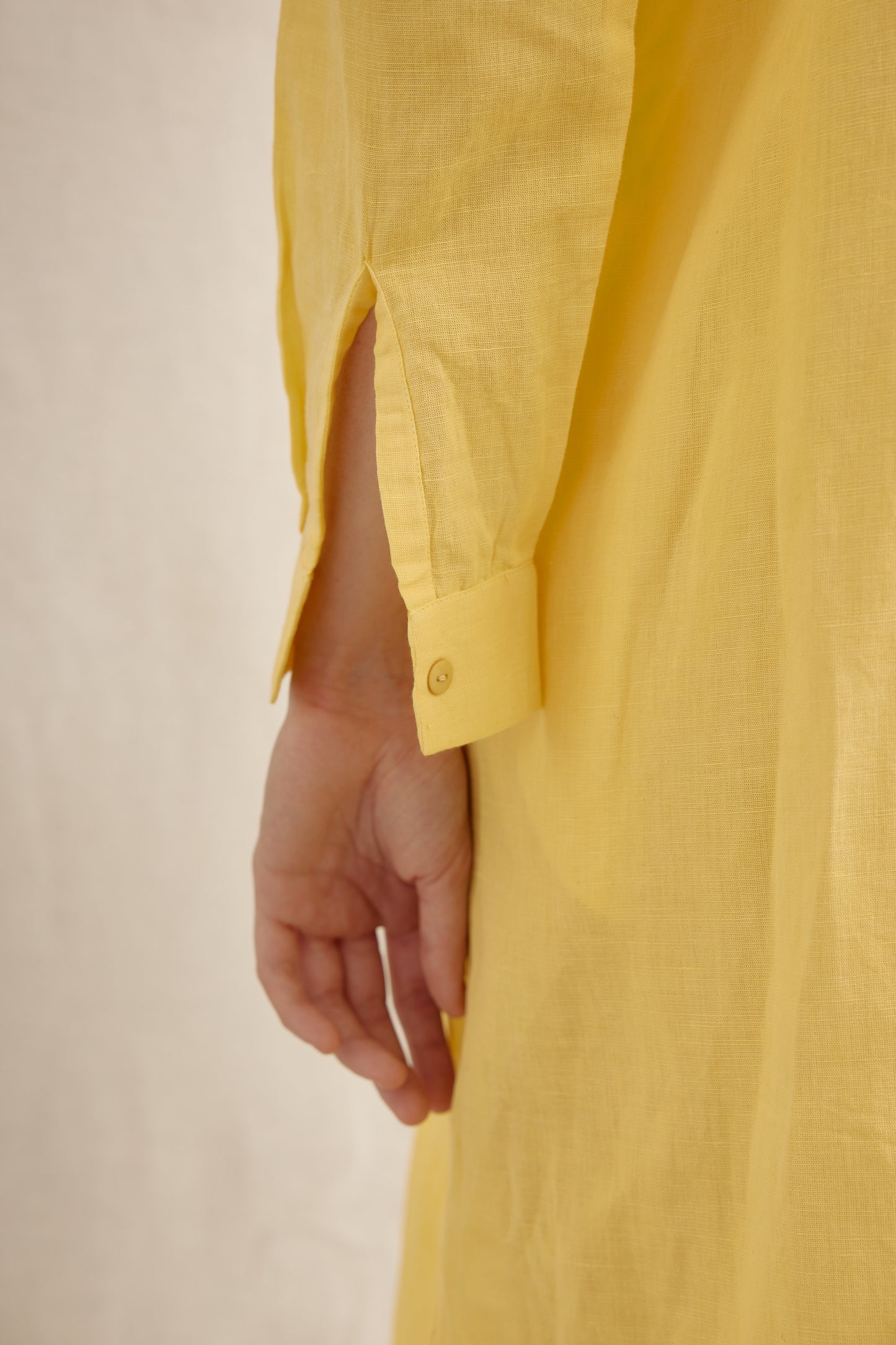 Light Linen Pleated Shirt Dress