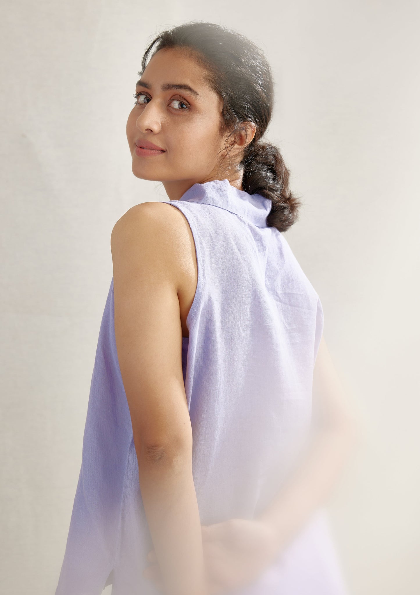 Vivid Slit Linen Top