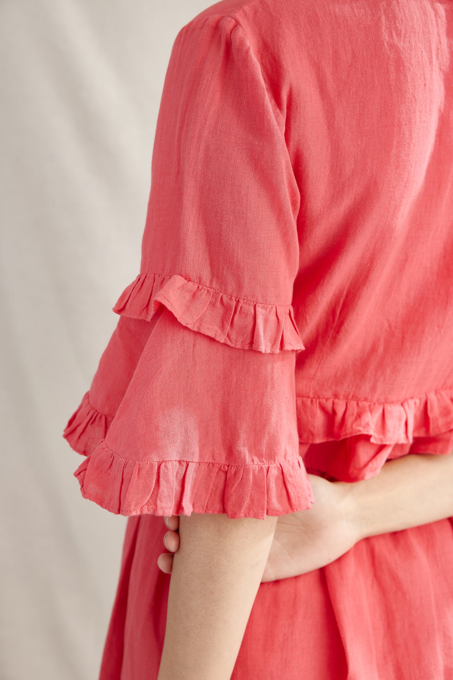 Cape Roushed Linen Dress