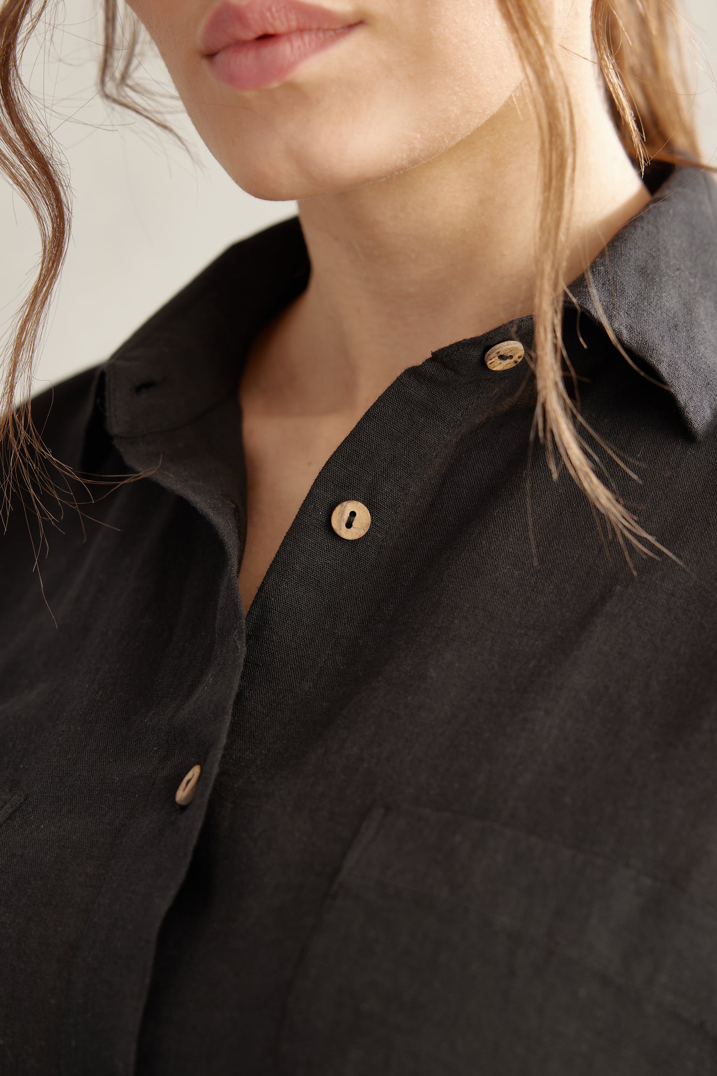 Light Linen Pleated Shirt Dress