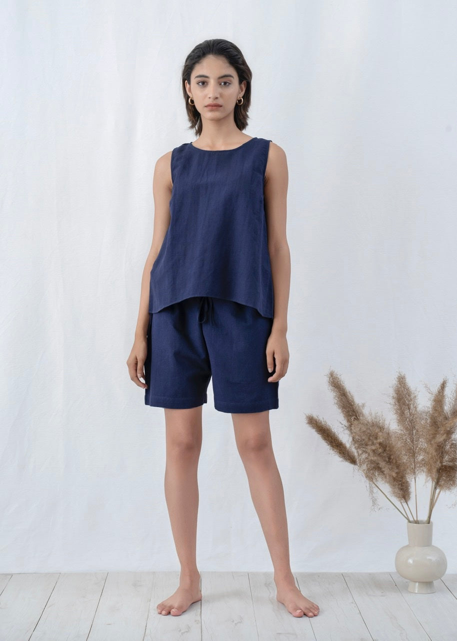 Cross Back Top Paperbag Shorts Co-ord Set