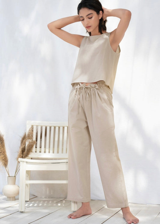 Cross Back Top Paperbag Pants Co-ord Set