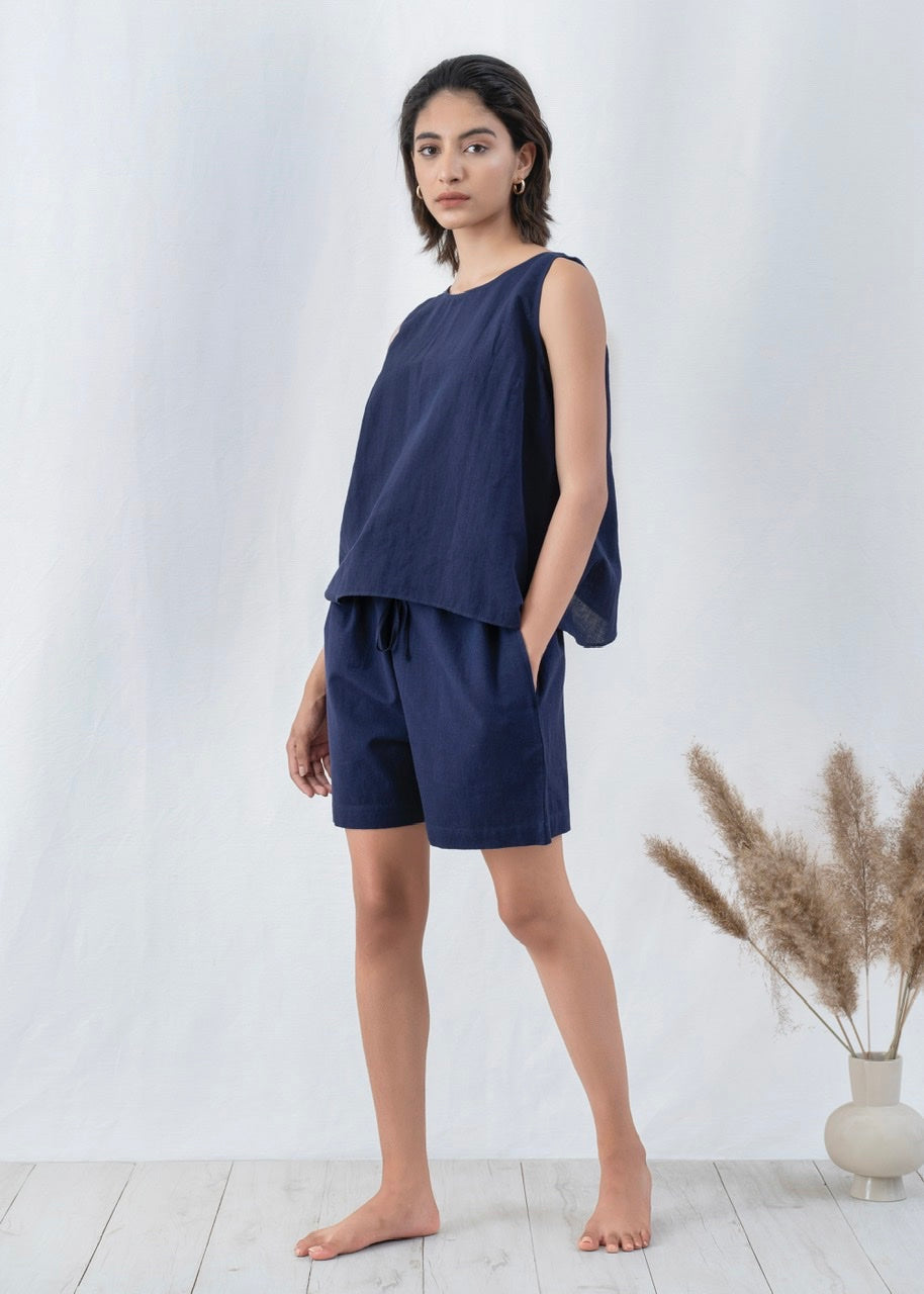 Cross Back Top Paperbag Shorts Co-ord Set