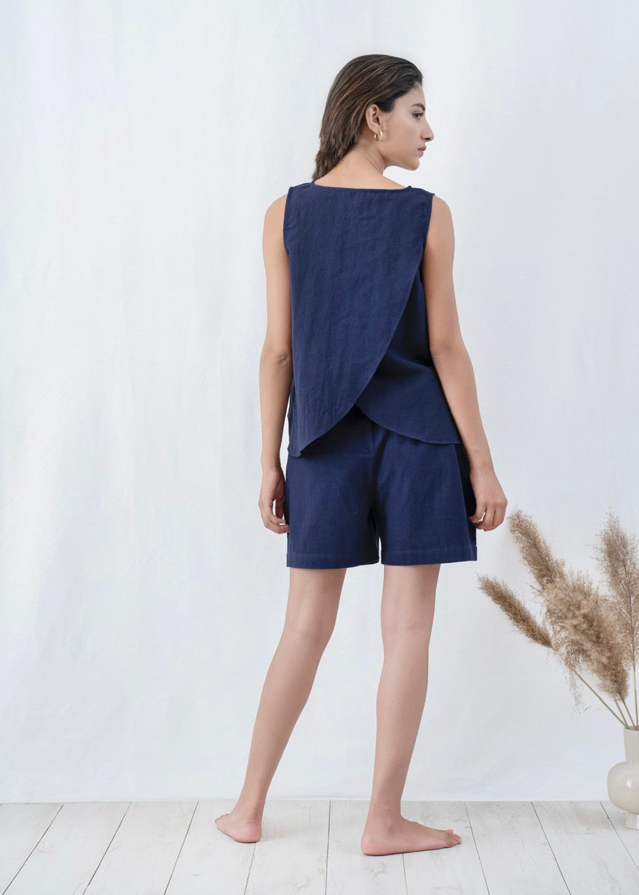 Cross Back Top Paperbag Shorts Co-ord Set
