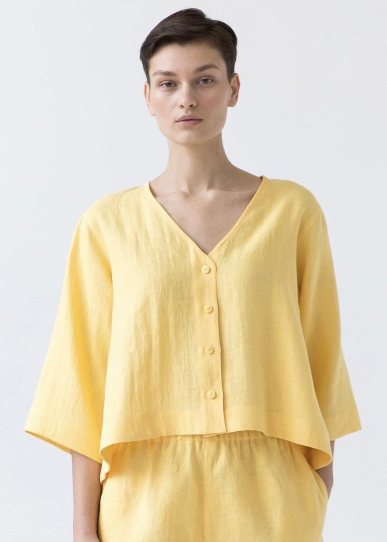 Linen Flared Top