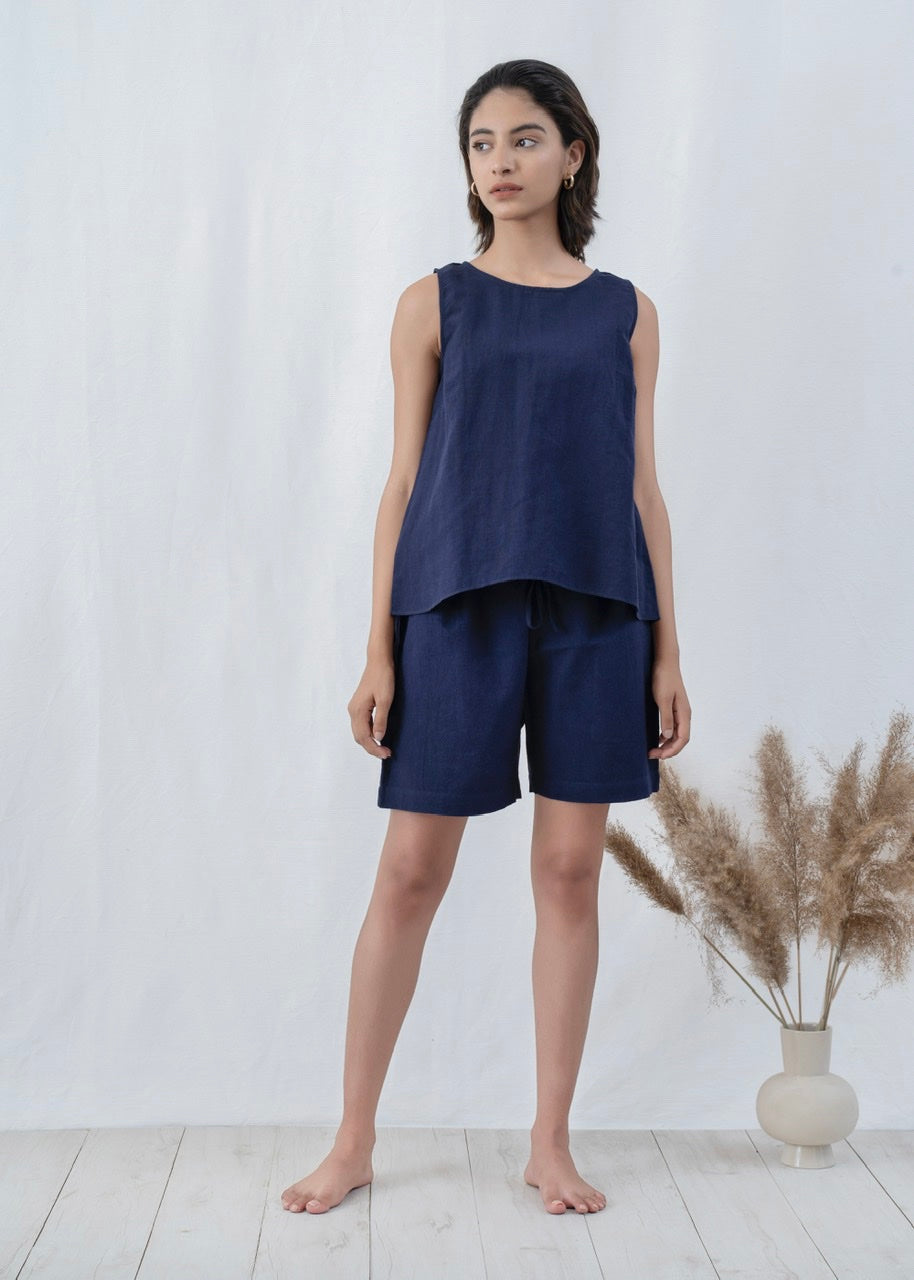 Cross Back Top Paperbag Shorts Co-ord Set