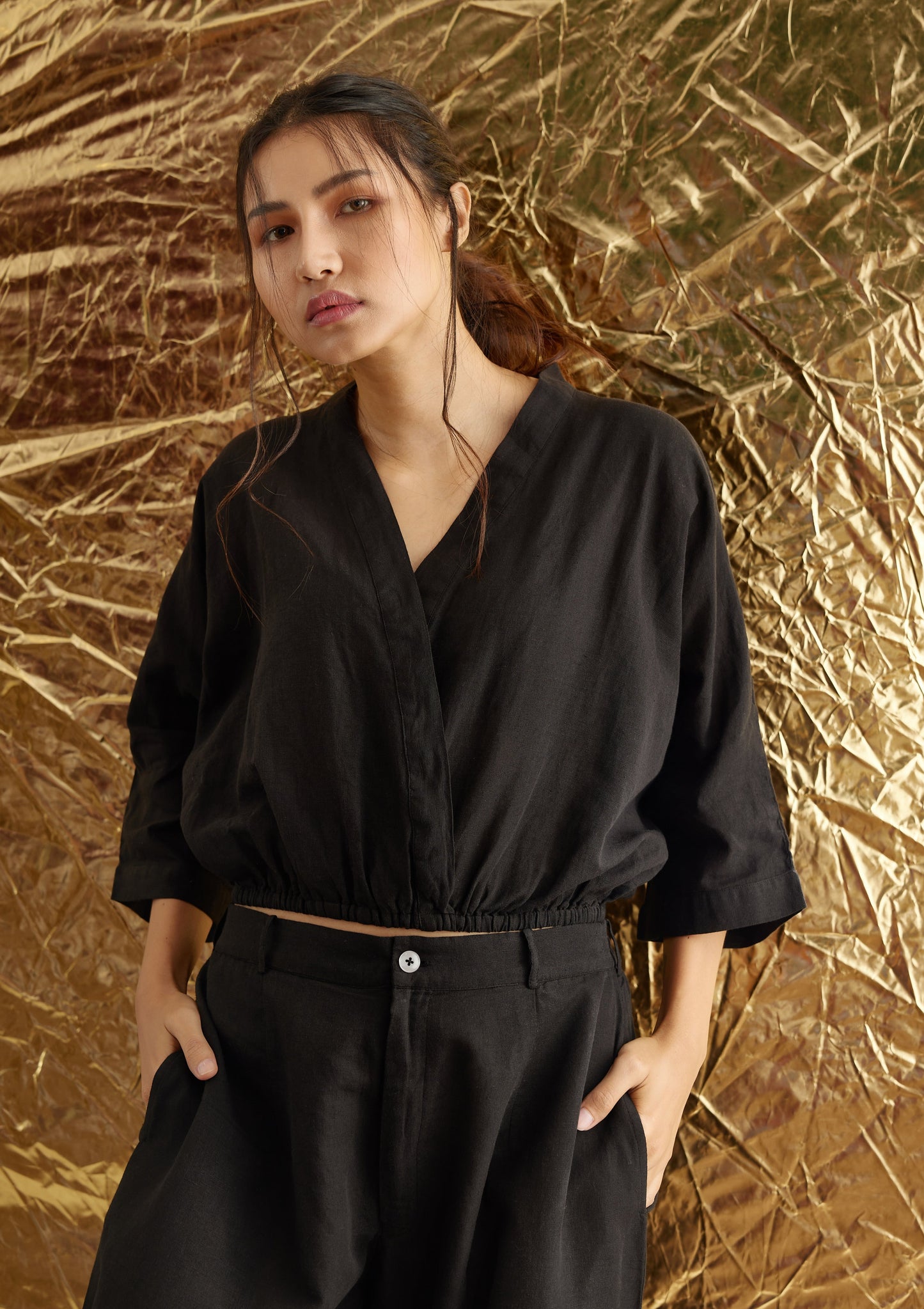 Resort Wrap Linen Top