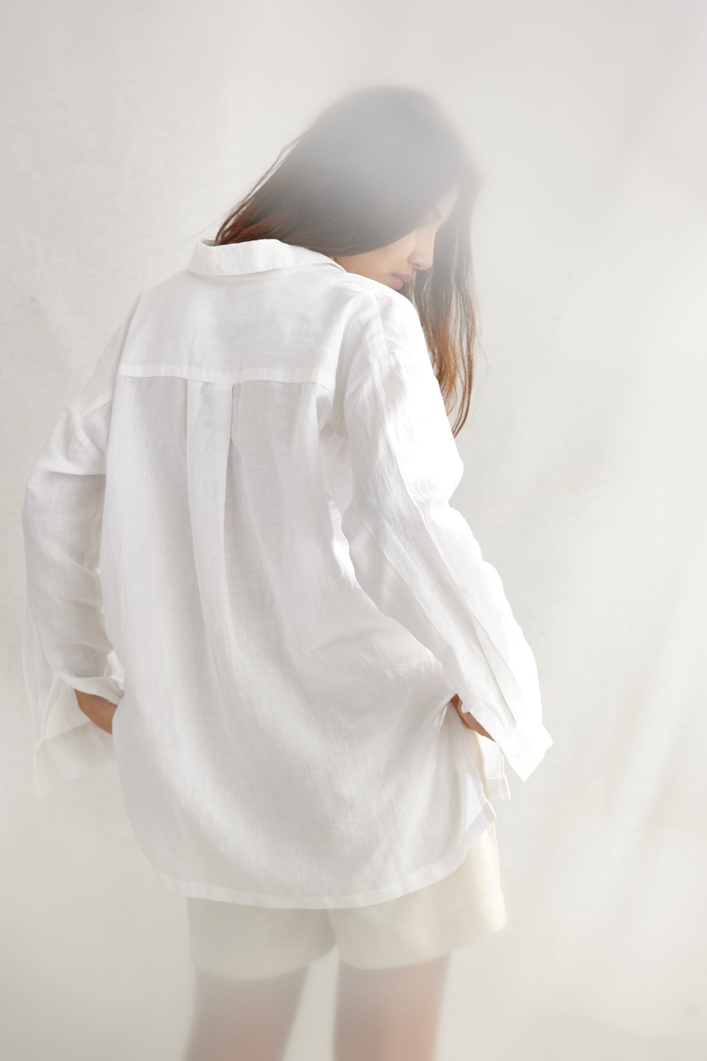 Ladder Drawstring Linen Shirt Top