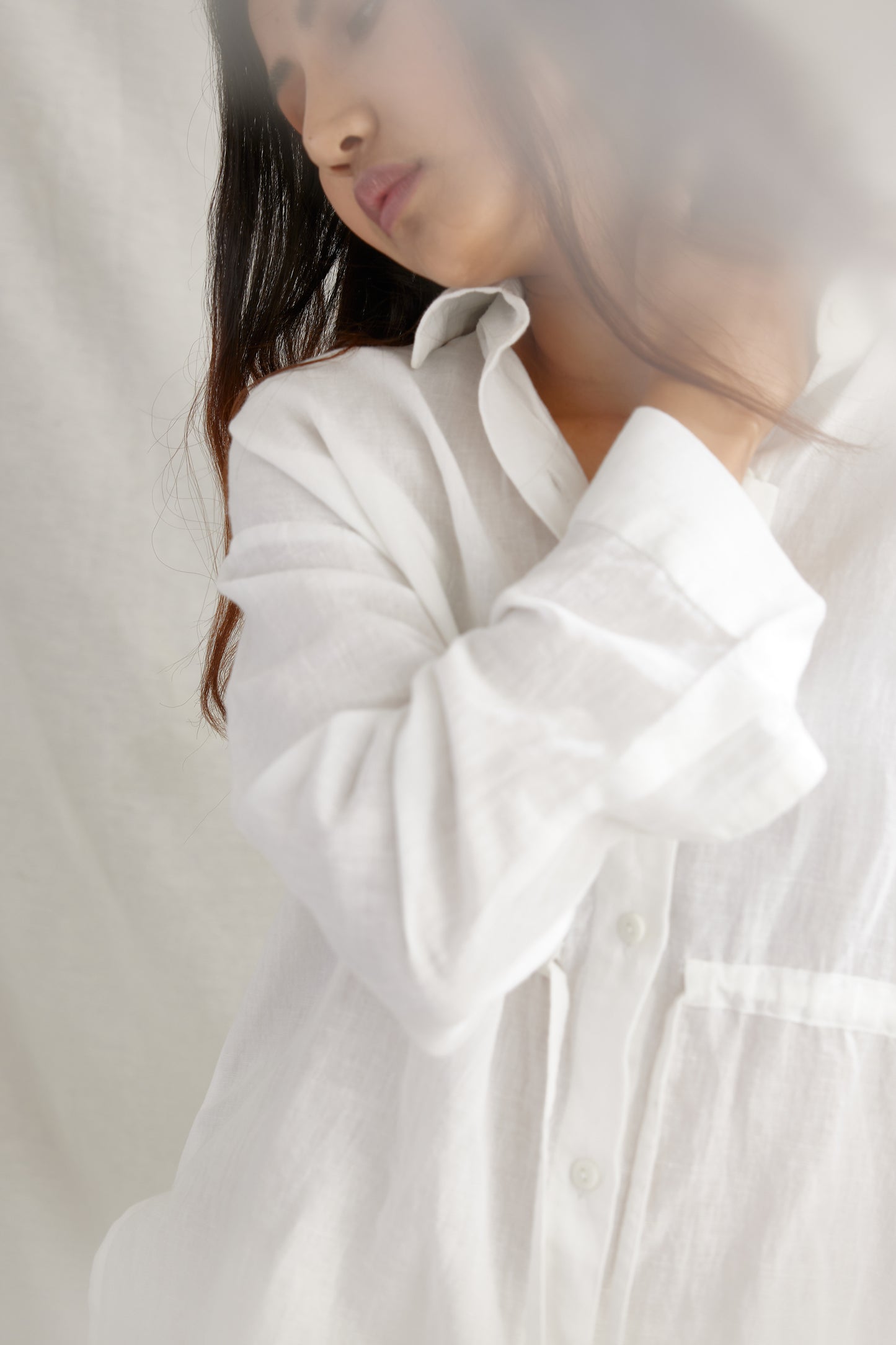 Ladder Drawstring Linen Shirt Top