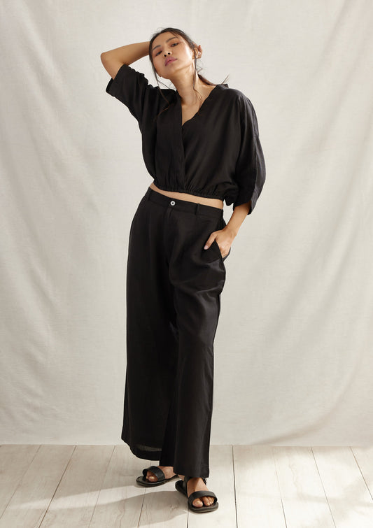 Resort Flared Linen Trousers