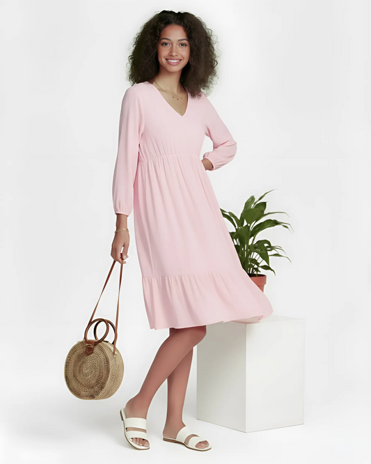 Sun-Kissed Ruffle Hem Midi Dress