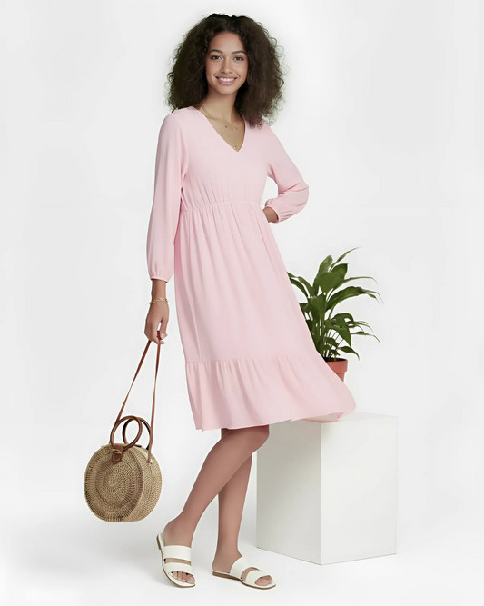 Sun-Kissed Ruffle Hem Midi Dress