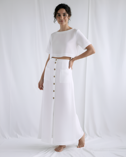 Coastal Button-Front Maxi Skirt