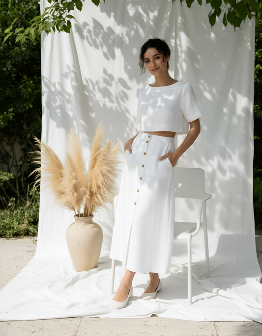 Coastal Button-Front Maxi Skirt