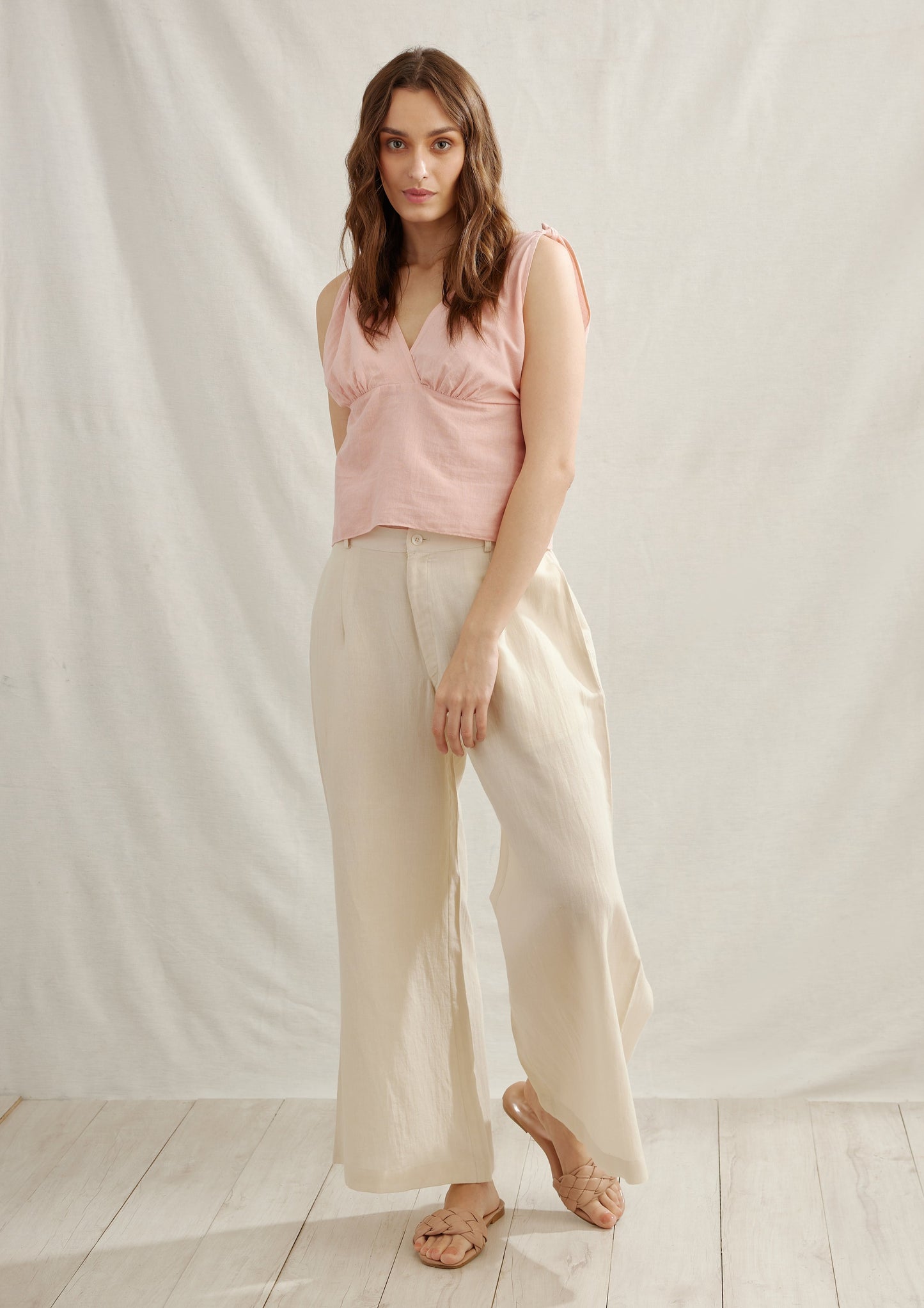 Resort Flaired Linen Trousers
