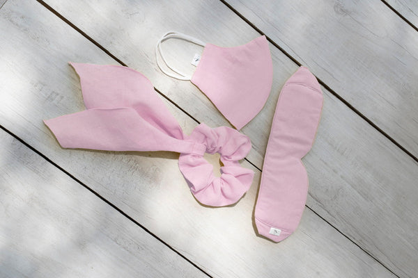 Linen Accessories combo (Face Mask, Eye Mask, Scrunchie)