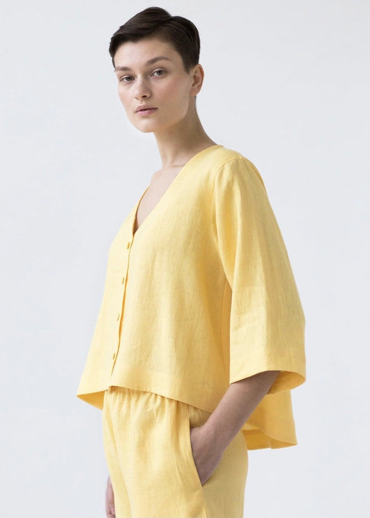 Linen Flared Top for Women by Jamies, view 11