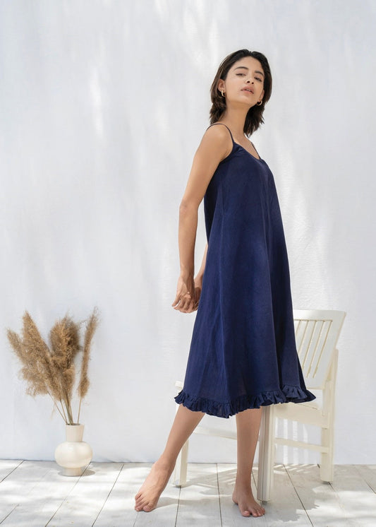 Ruffled Linen Slip Dress for Women by Jamies, view 3