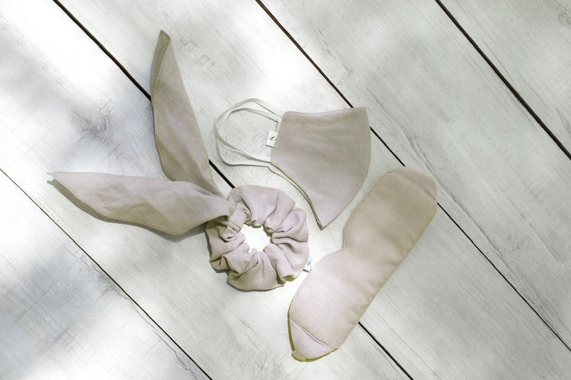 Linen Accessories combo (Face Mask, Eye Mask, Scrunchie)