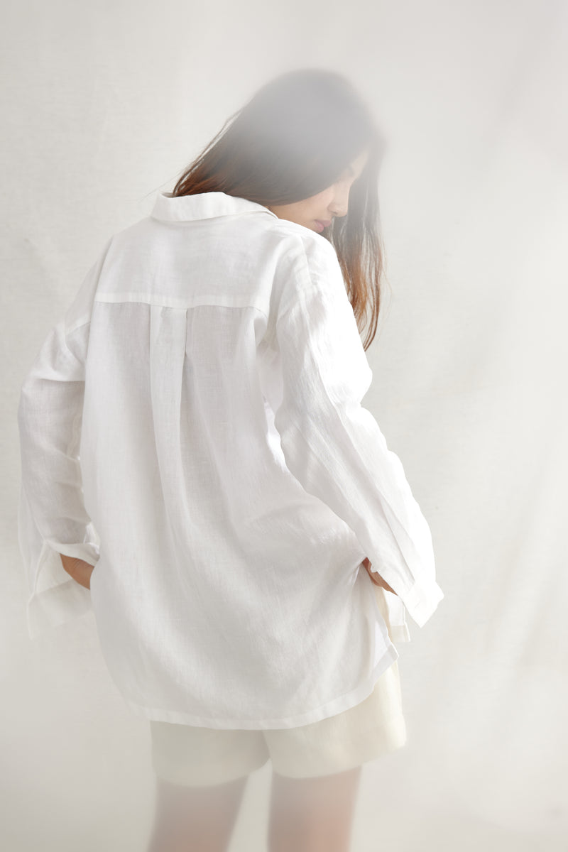 Ladder Drawstring Linen Shirt