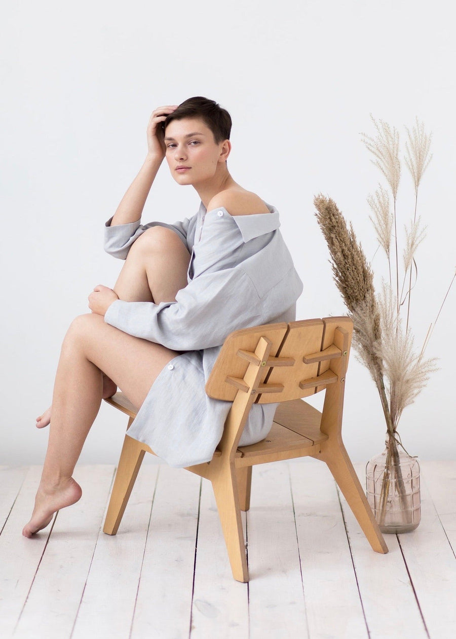 Oversized Cotton Linen Shirt Dress for Women