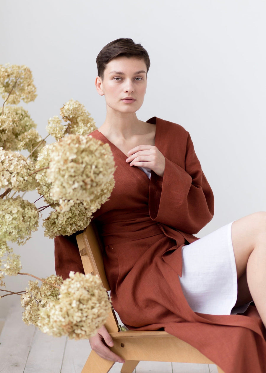 Queen Cotton Linen Robe for Women
