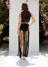 black macrame set cotton crop top lace strands skirt zoethelabel.com