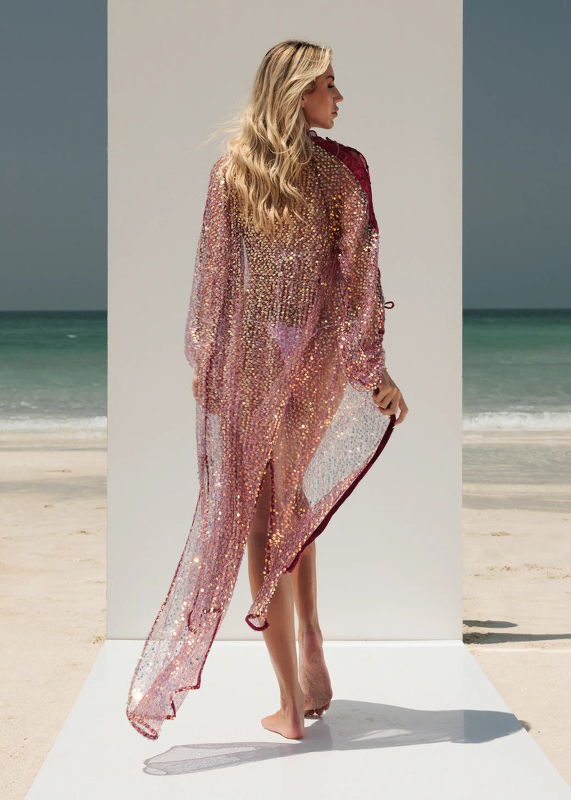 zoethelabel_official Custom sparkly sequin Long Coverups  Bridal cover ups Beach Swims cover ups Pool cover up